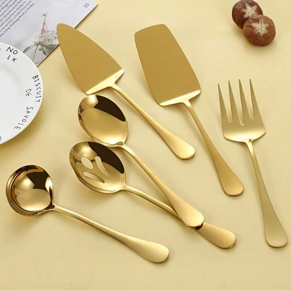 Elegantes Küchenutensilien-Set aus Edelstahl mit Goldfinish (6 Teile)