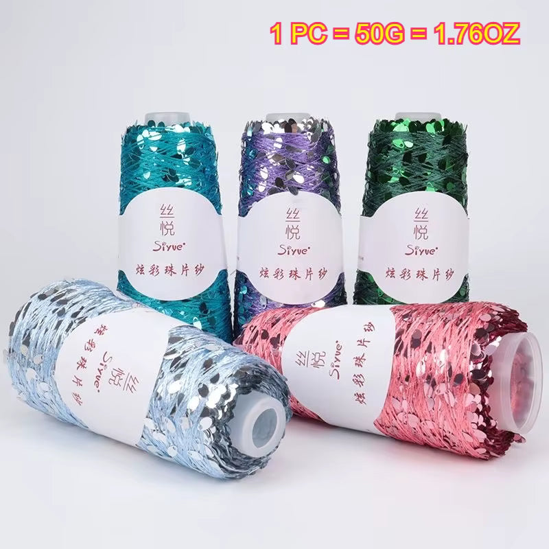 Glitzerndes Pailletten- und weiches Baumwollmischgarn