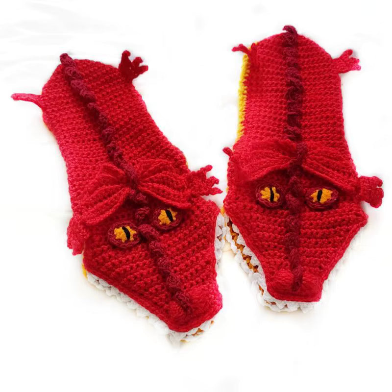 Dicke gestrickte Dinosauriersocken aus Wollmischung (Unisex)