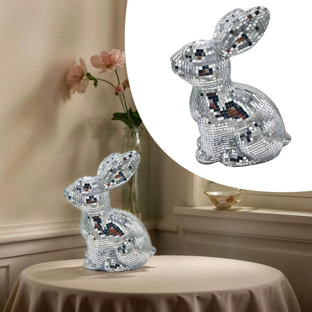 Reflektierende Discokugel-Kaninchenfigur (Schreibtisch)