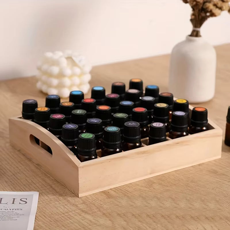Tragbare Aufbewahrungsbox aus Kiefernholz für 30 Fläschchen ätherischer Öle