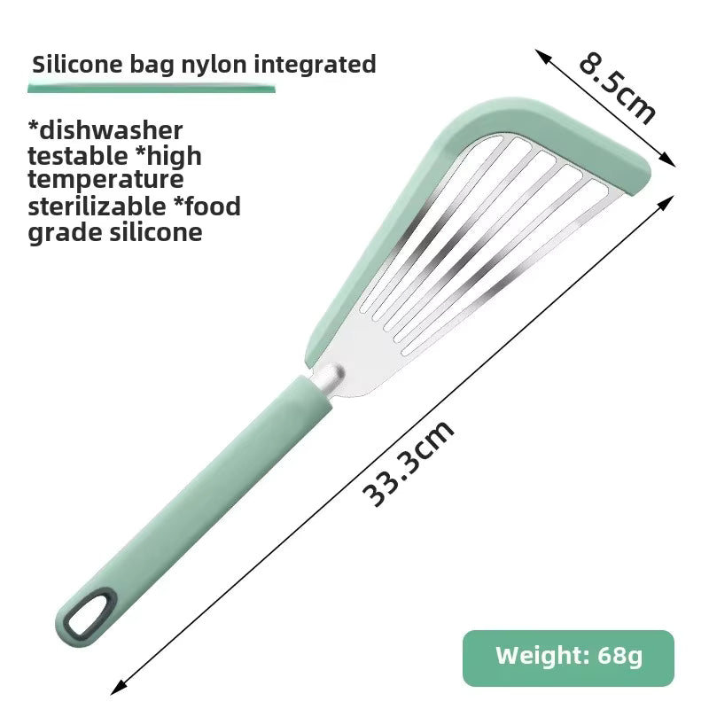 Hitzebeständiger Fischwender aus Edelstahl (Silikon- und Gelgriff)