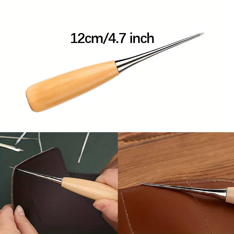 Präziser Holzgriff & Stahlnadel zum manuellen Nähen von Leder
