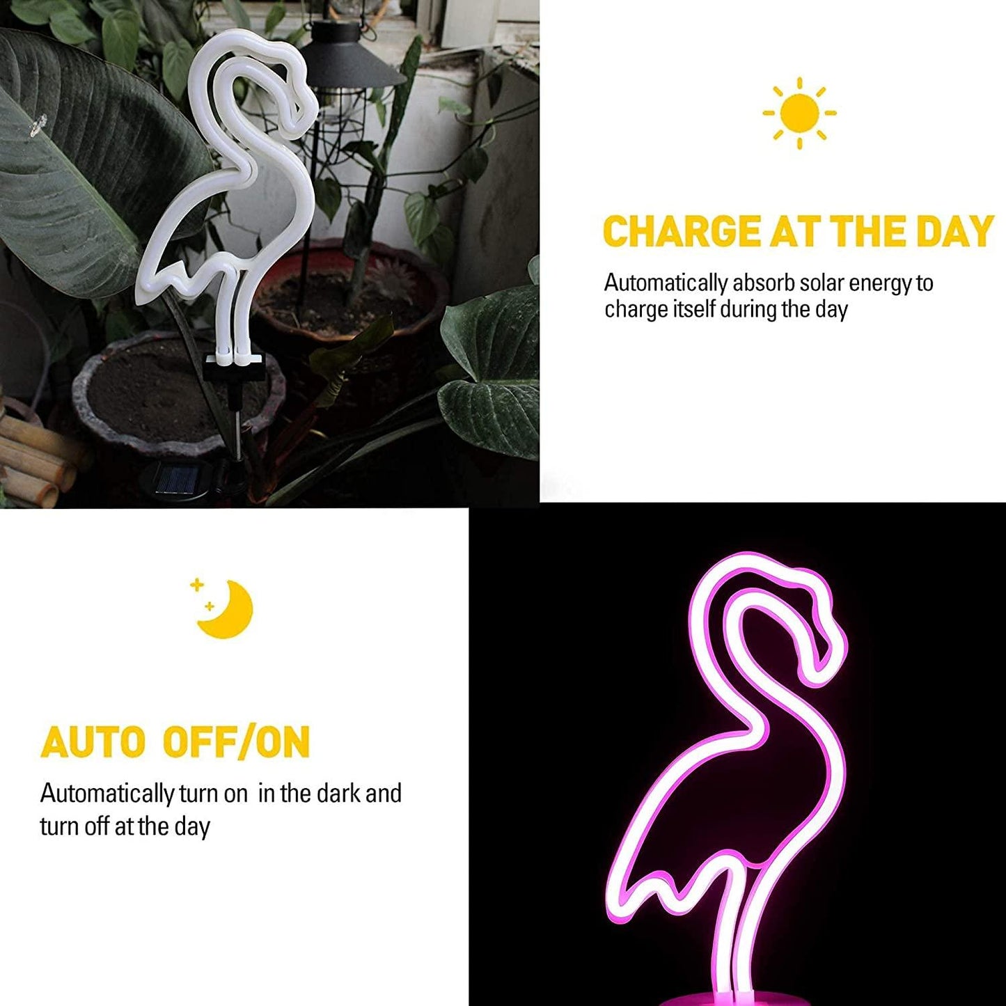 FlamiGlow - Neonflamingo Solarlicht für Gartenwege (Set mit 2)