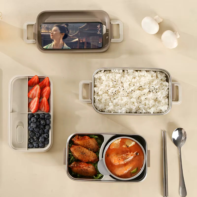 Auslaufsichere Lunchbox aus mehrschichtigem 304-Edelstahl (mikrowellengeeignet)