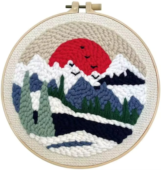 Begynder-venligt fortrykt punch-nål broderisæt (20x20cm)