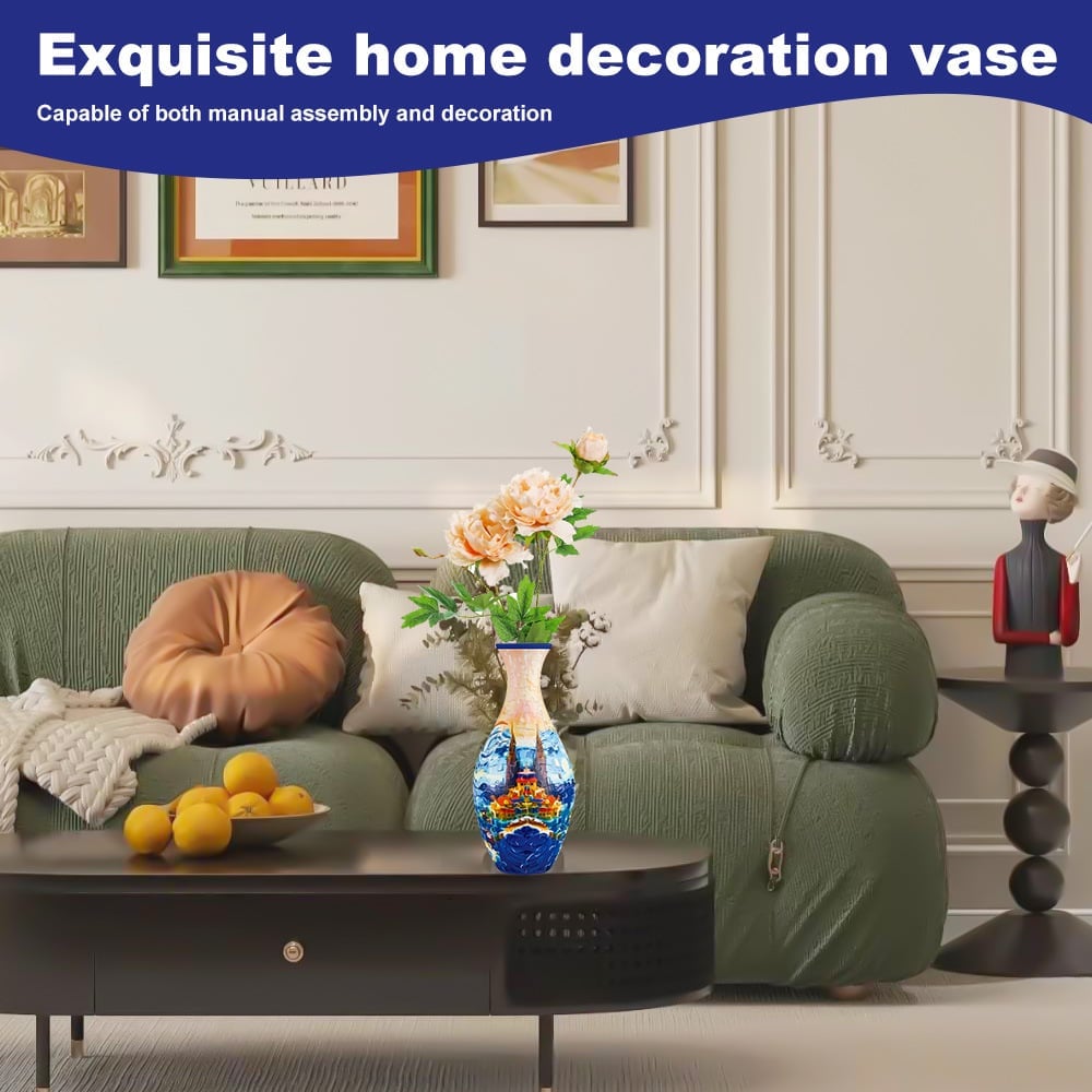 EcoBloom - 3D Puzzle Vase - Dekorative Blumenvase mit abnehmbarer Wasserbehälter