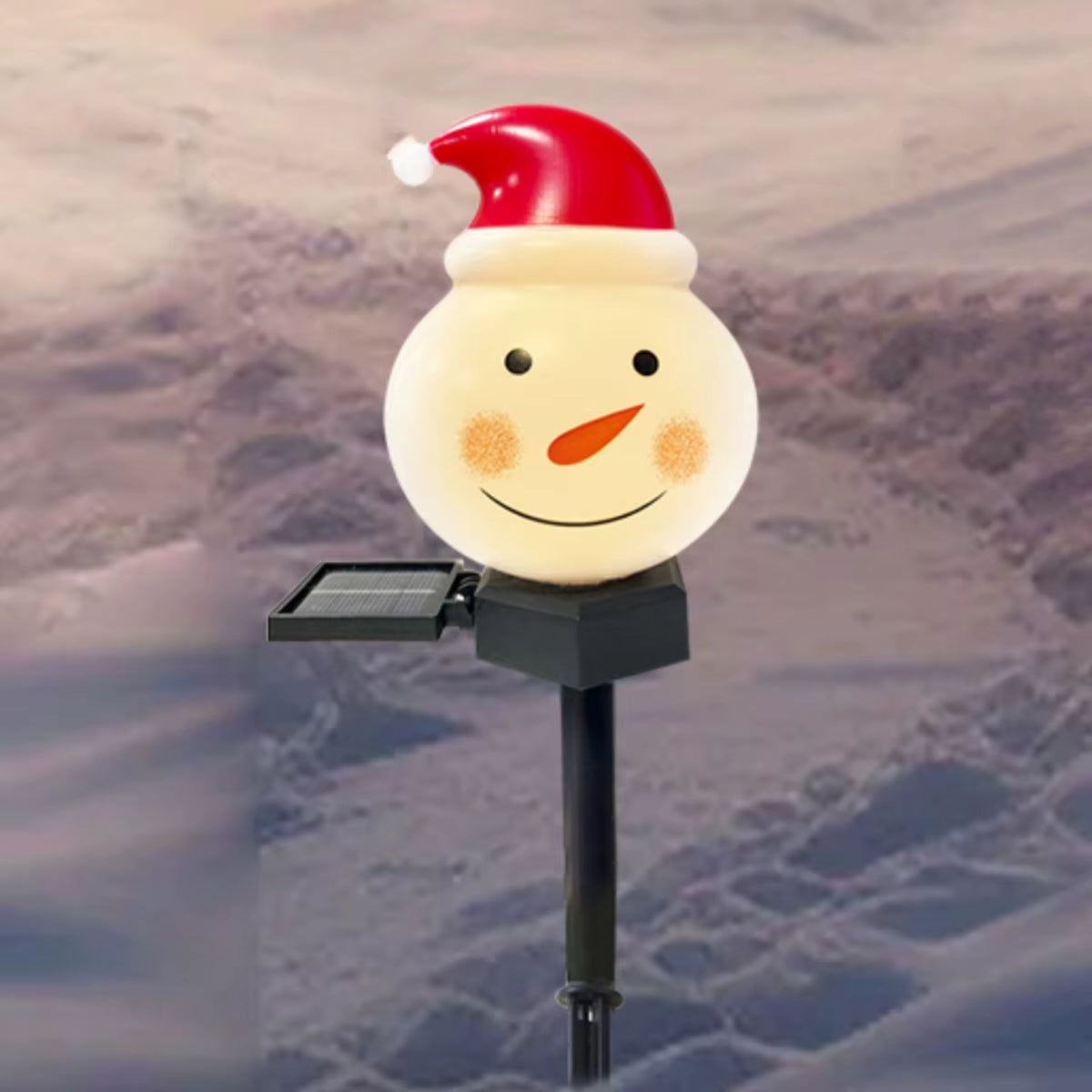 Solarbetriebene warmweiße wasserdichte Weihnachts-Rasenleuchte (Weihnachtsmann & Schneemann)
