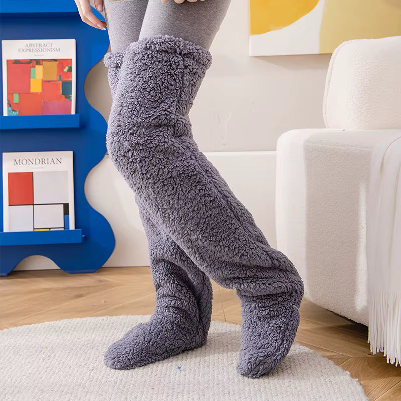 Thermische Bettsocken mit Fleecefutter und rutschhemmender Sohle (Einheitsgröße)