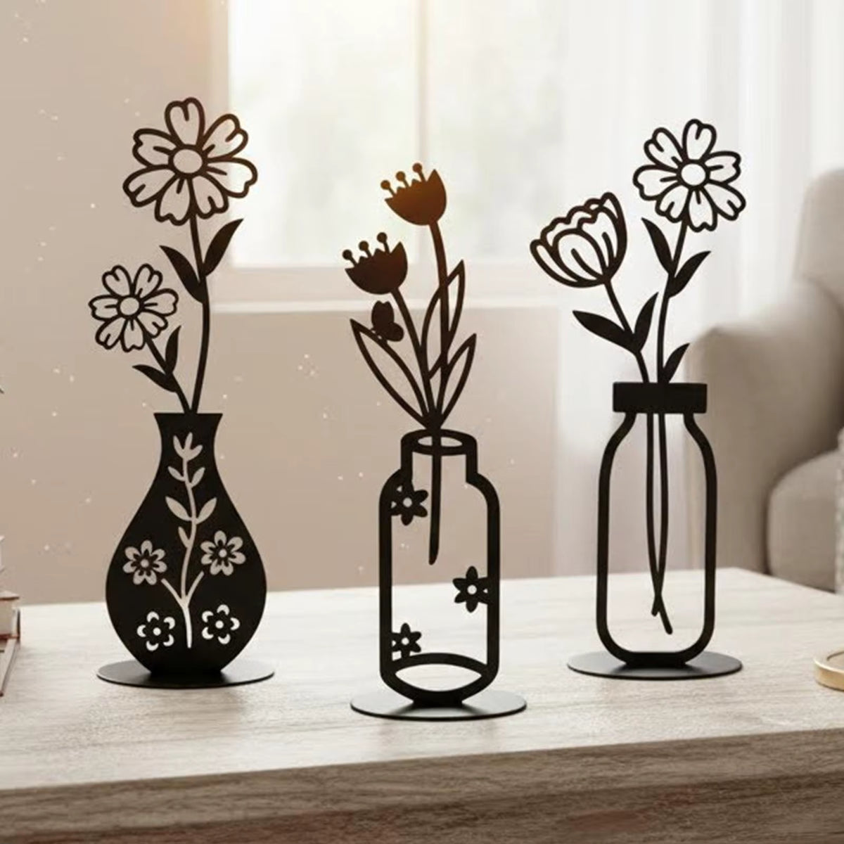 Wetterbeständige Eisenblumenvasen (3er-Set)