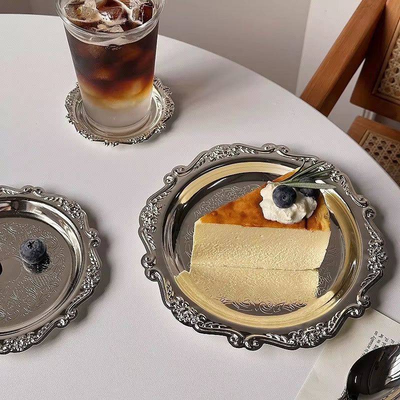 Sølvbelagt Retro Desserttallerken (10–25 cm)