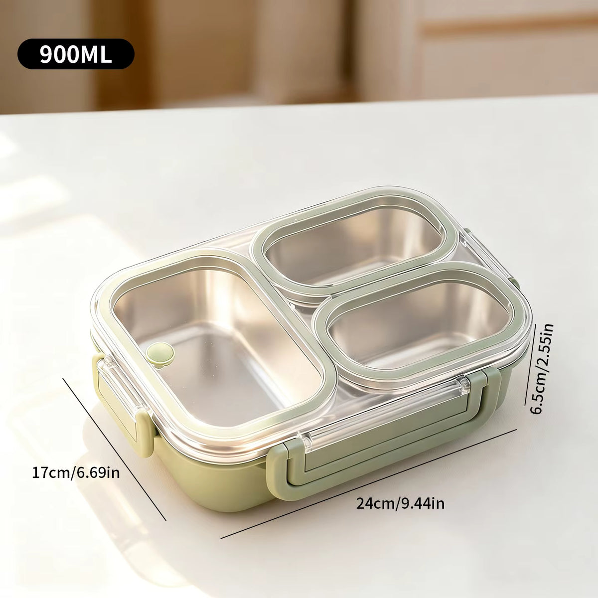 Auslaufsichere Kinder-Lunchbox aus rostfreiem 304er Edelstahl (großes Fassungsvermögen)