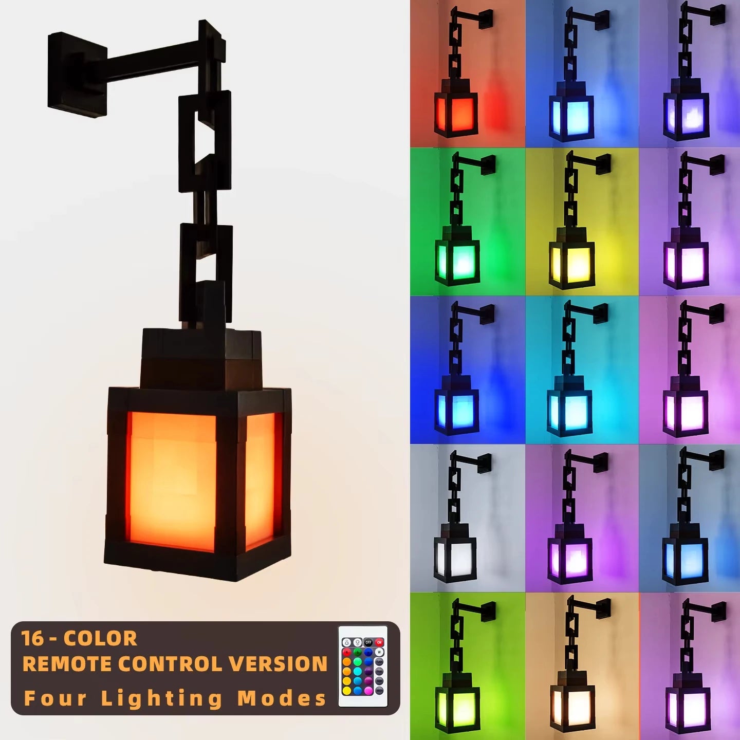 Genopladelig 16-farvet pixel natlampe (Fjernbetjening & USB)