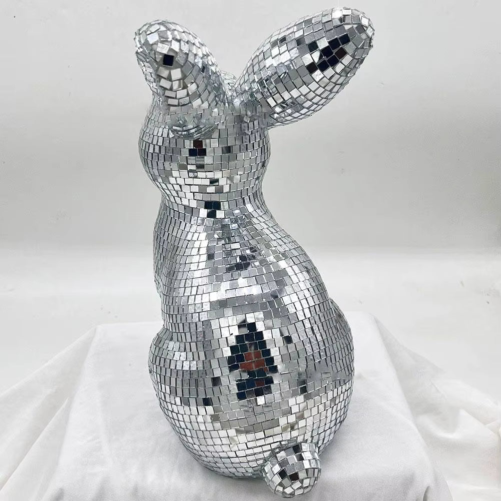 Reflektierende Discokugel-Kaninchenfigur (Schreibtisch)