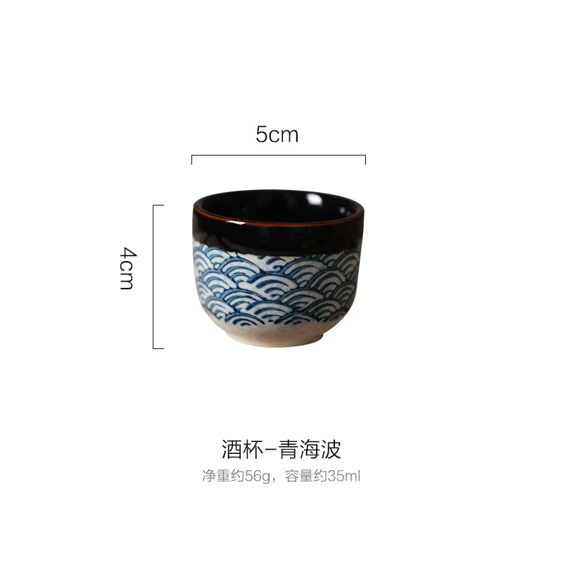 Handgefertigtes japanisches Keramik-Sake-Set (Karaffe & Tassen)