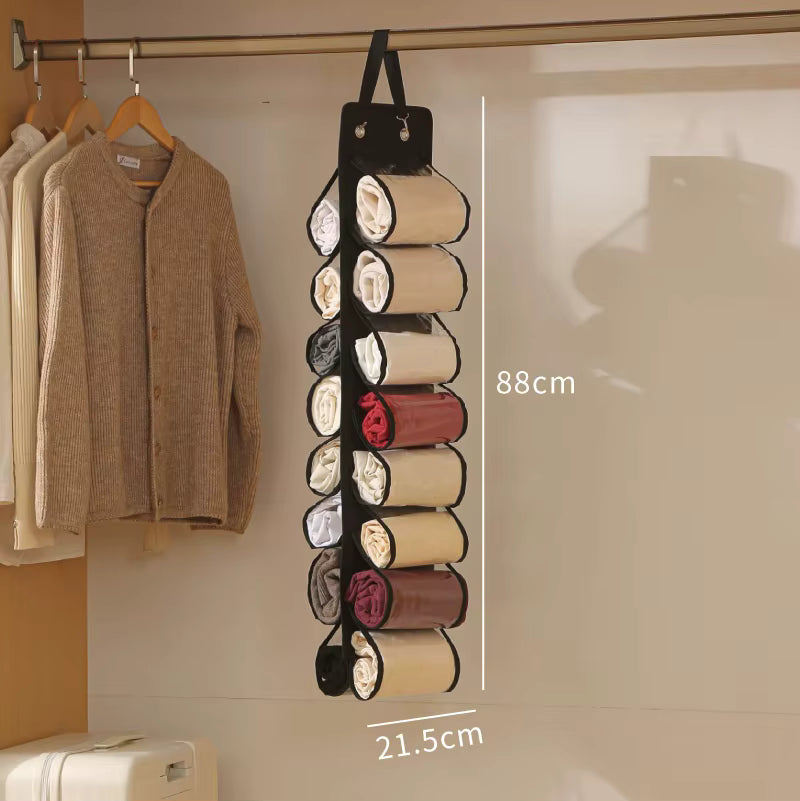 Platzsparender, faltbarer Hängeorganizer für Hosen und Leggings (16/26 Fächer)