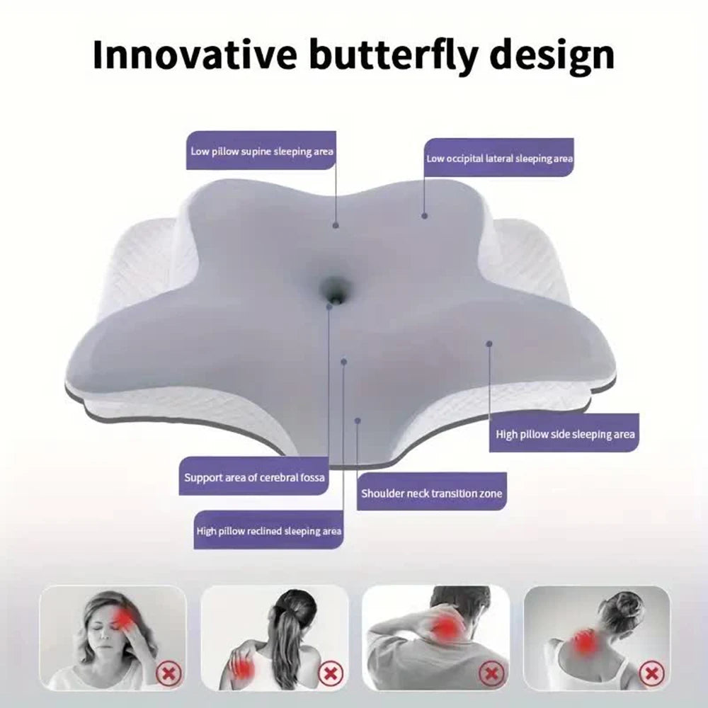 Ergonomisk langsomt genoprettende hukommelsesskum nakkepude (som sommerfugl)