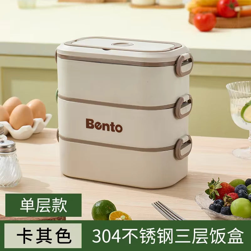 Auslaufsichere und stapelbare Bento-Box aus rostfreiem 304-Edelstahl (mikrowellengeeignet)