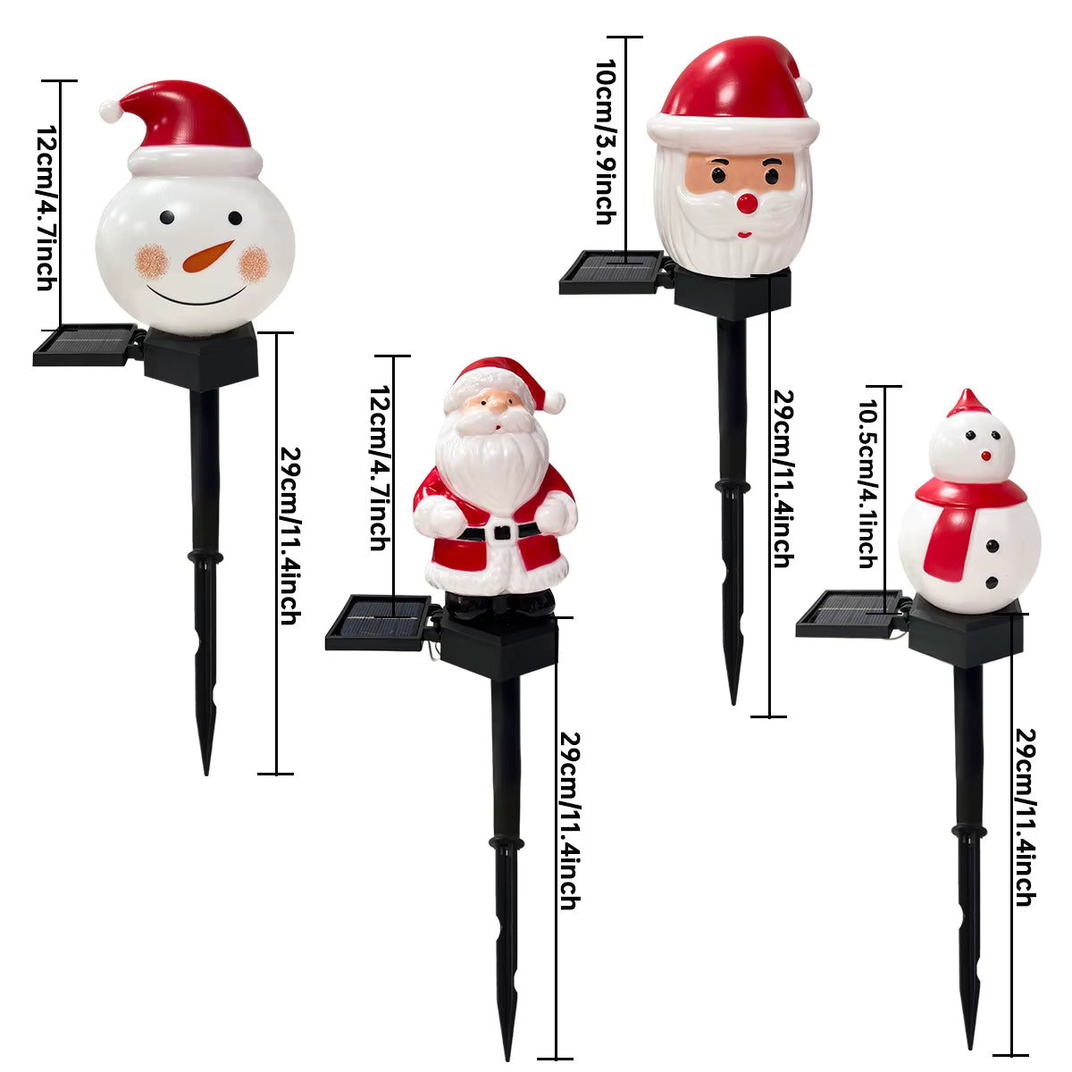 Solarbetriebene warmweiße wasserdichte Weihnachts-Rasenleuchte (Weihnachtsmann & Schneemann)