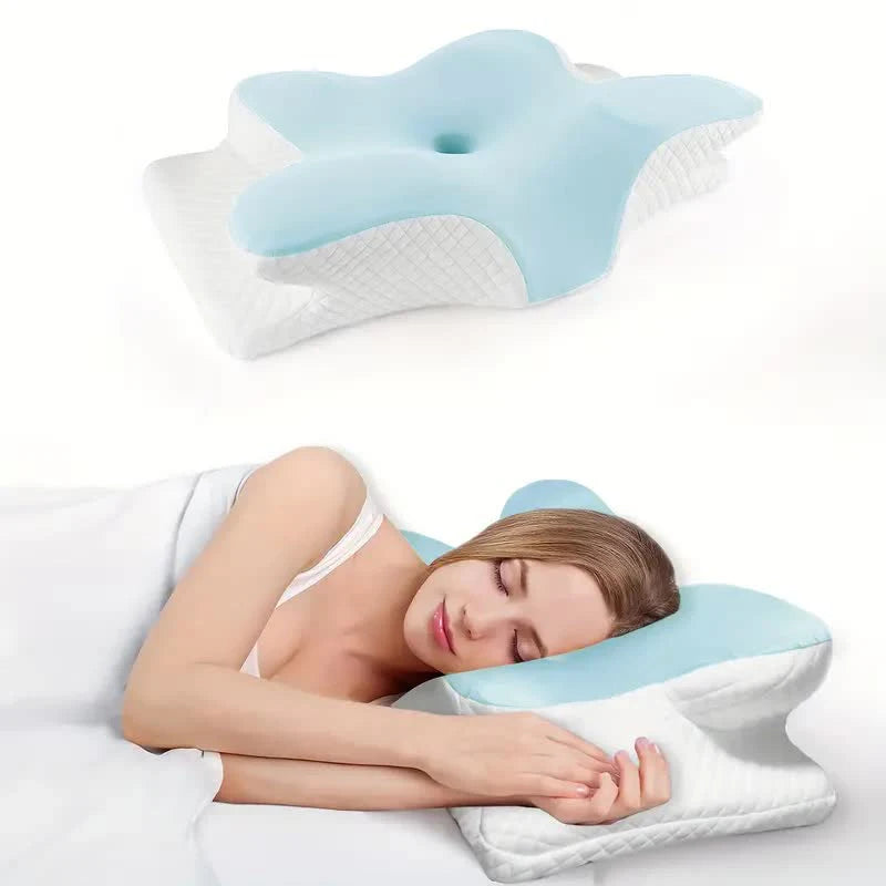 Ergonomisk langsomt genoprettende hukommelsesskum nakkepude (som sommerfugl)