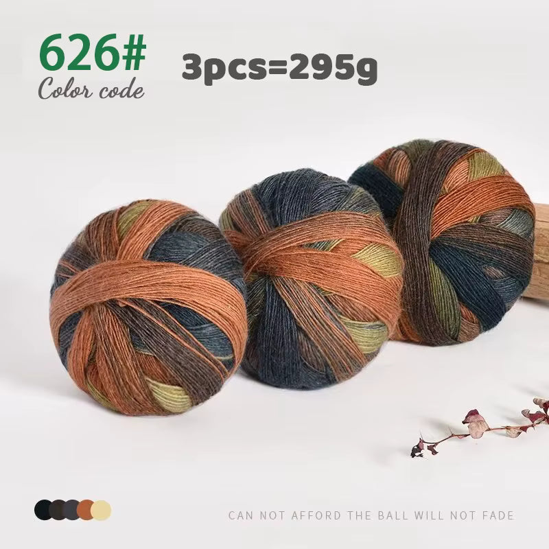 Vierfarbiges mehrfarbiges Farbverlauf-Wollgarn (295 g)