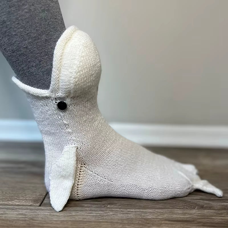 Dicke gestrickte Dinosauriersocken aus Wollmischung (Unisex)