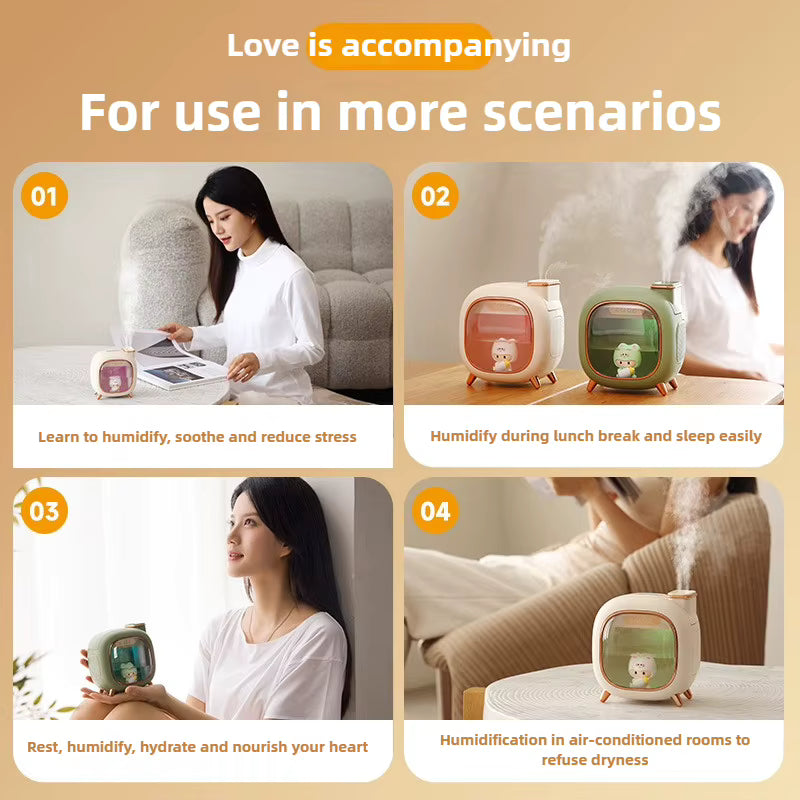 Großer 500-ml-Ultraschall-Luftbefeuchter & LED-Aroma-Diffuser (USB-betrieben)