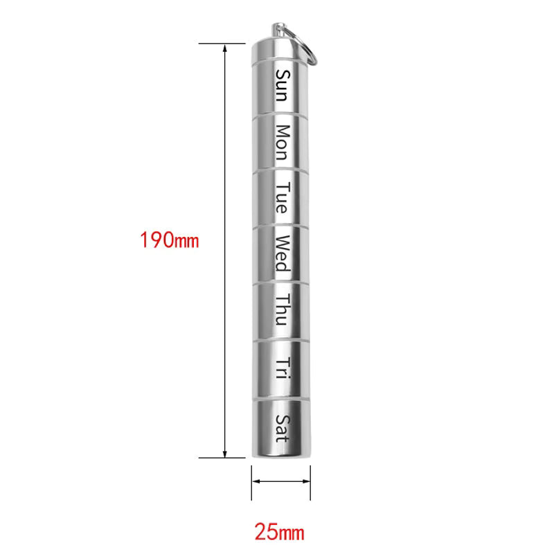 Wasserdichter Aluminium-Schlüsselanhänger-Pillenorganizer (7-Tage)