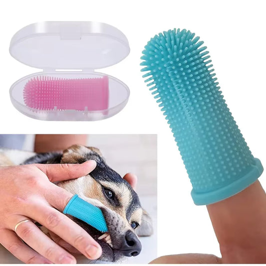 Blød Ikke-giftig Silikone Finger Tandbørste (Hund & Kat)