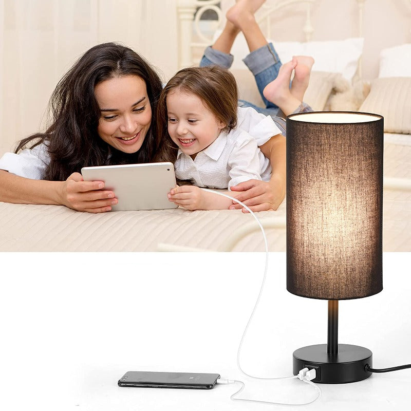 LuminaTouch - Dimmbare Touch-Tischlampe mit USB-Ladeports