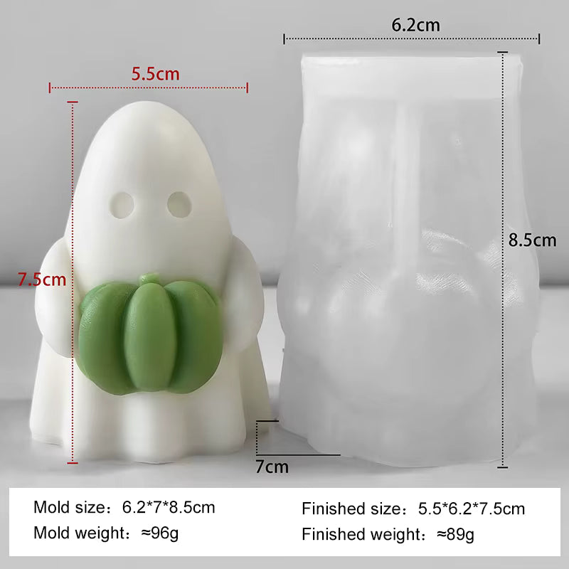 Detaljeret 3D Fleksibel og Holdbar Silikoneform (Græskar og Spøgelse)