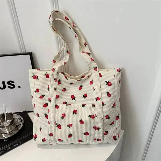 Shopper-Tasche aus Cord mit großem Fassungsvermögen
