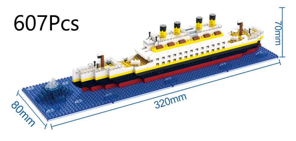 LED-oplyst mikrotegning af Titanic-skib (displaystativ)