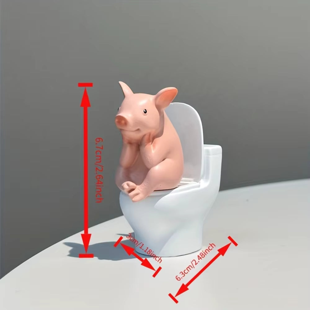 Verspielte Schweinefigur fürs Badezimmer zur Tisch- und Wandmontage