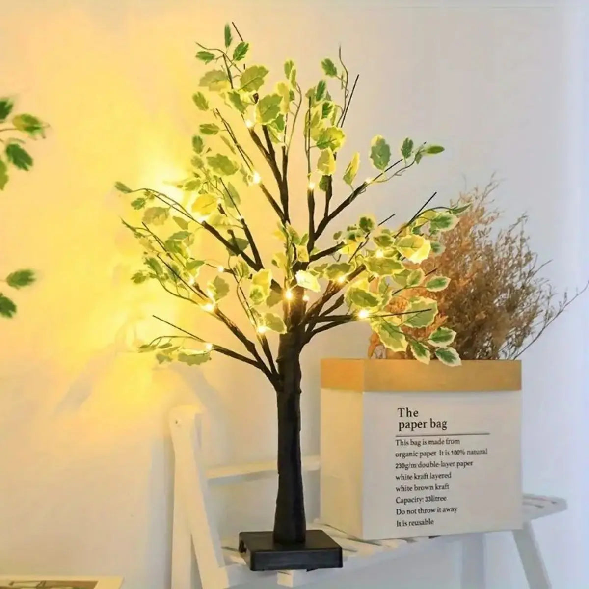 Batteridrevet LED-birketræ med varmt hvidt lys (61 cm)