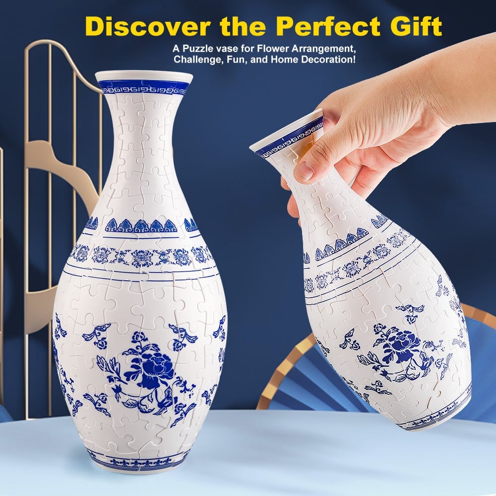 EcoBloom - 3D Puzzle Vase - Dekorative Blumenvase mit abnehmbarer Wasserbehälter