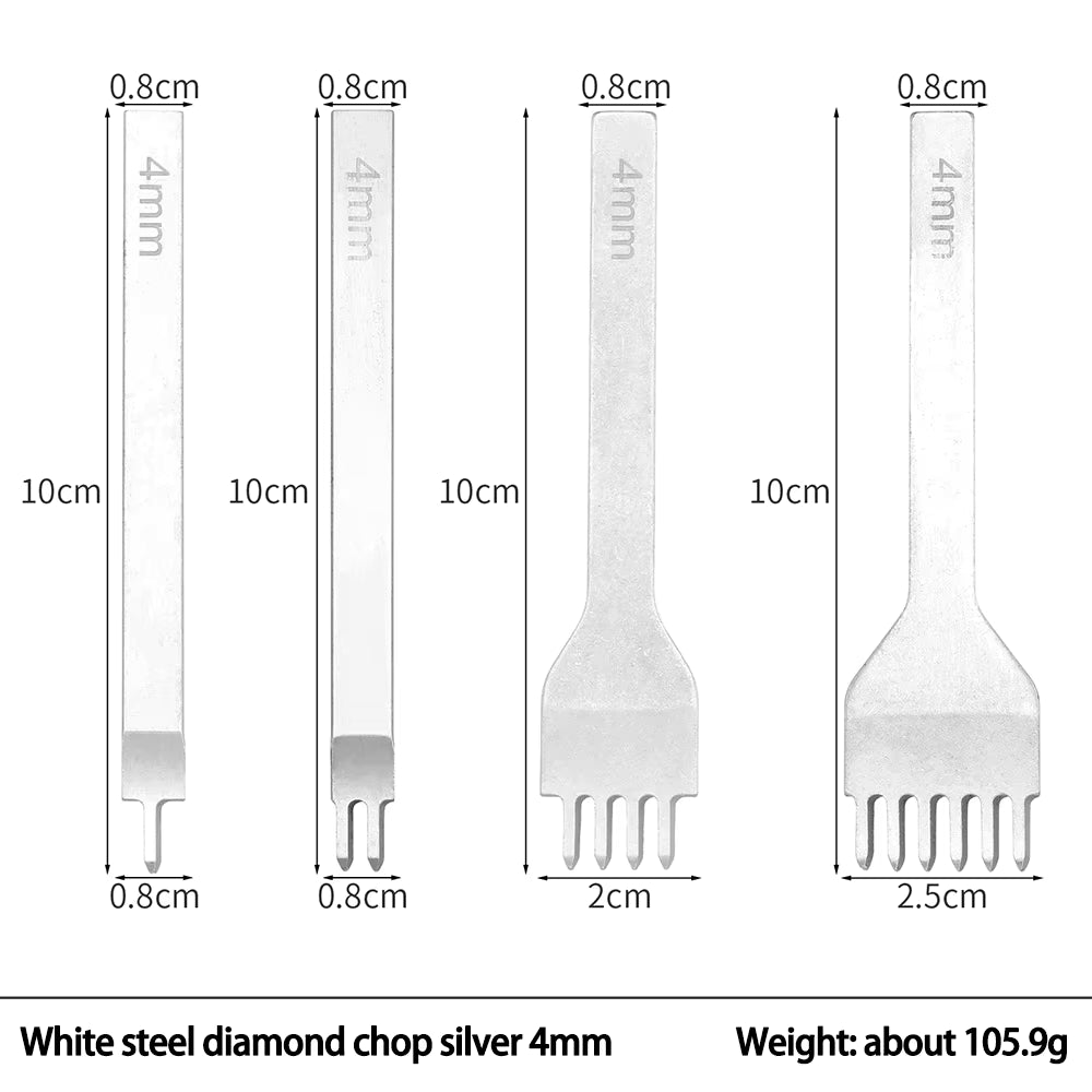 Gleichmäßig angeordnete Rautenzähne & gehärteter Stahl - Ledernaht-Stanzset (3-6 mm)