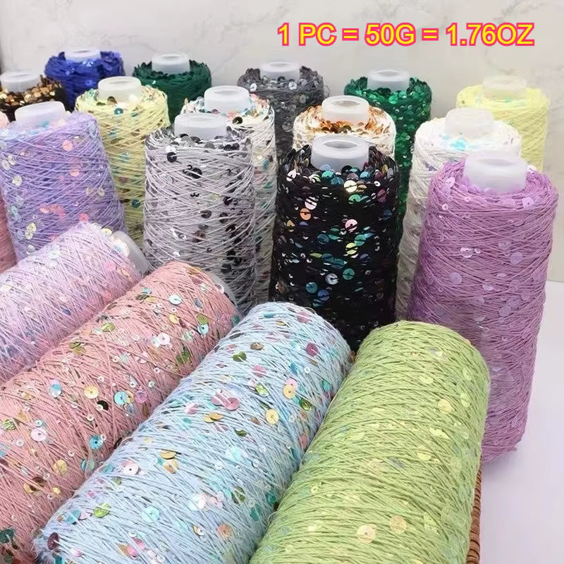 Glitzerndes Pailletten- und weiches Baumwollmischgarn