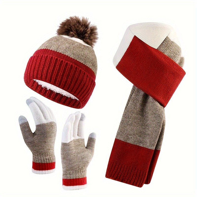 Brecken - Mütze, Handschuhe und Schal für Männer im Blockdesign