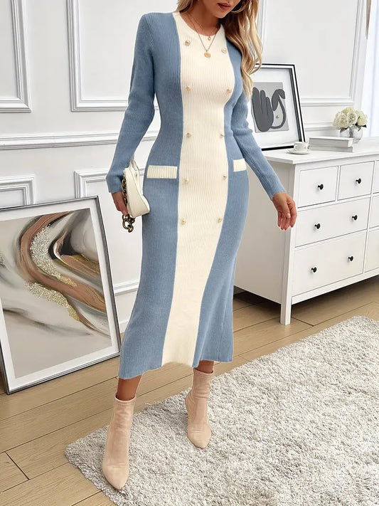 Harperly - Doppelreihiges Strickkleid für Damen