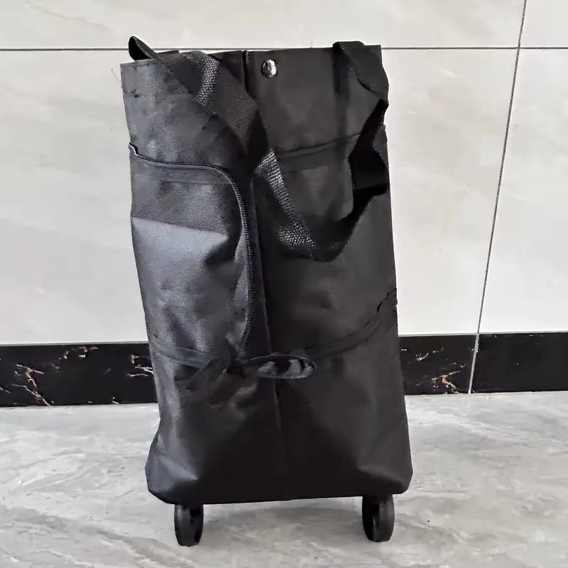 Zusammenklappbarer Einkaufswagen mit Rädern im Rucksackstil