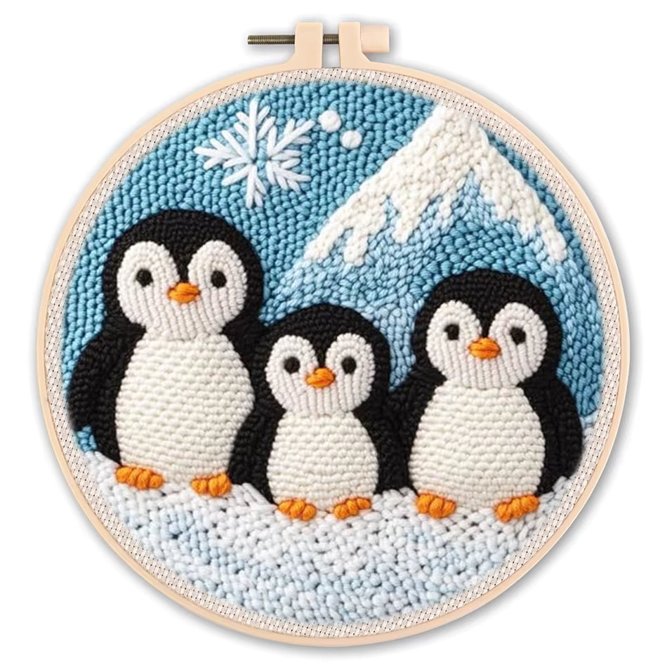 Begynder-venligt fortrykt punch-nål broderisæt (20x20cm)