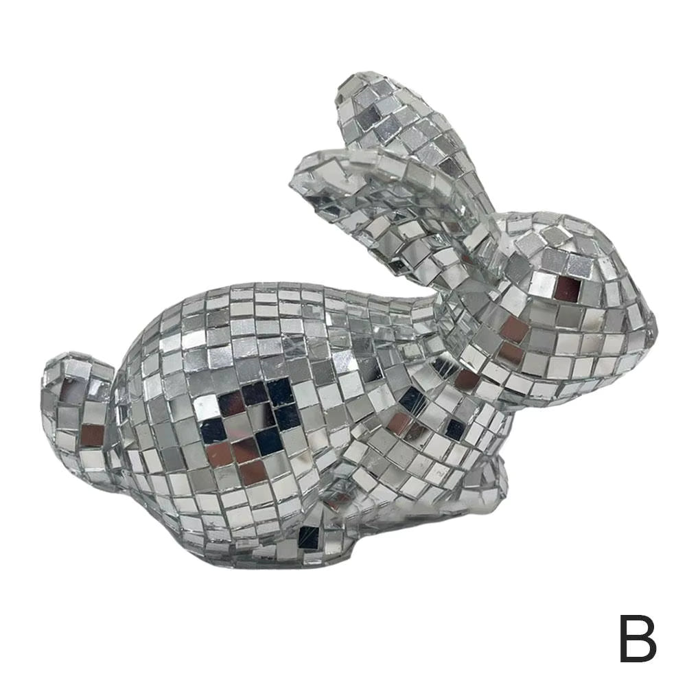 Reflektierende Discokugel-Kaninchenfigur (Schreibtisch)