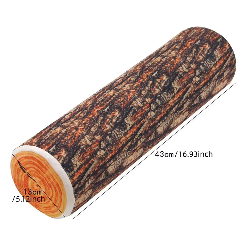 Realistische Holztextur-Flanellkissen in Baumstumpfform (35 cm)