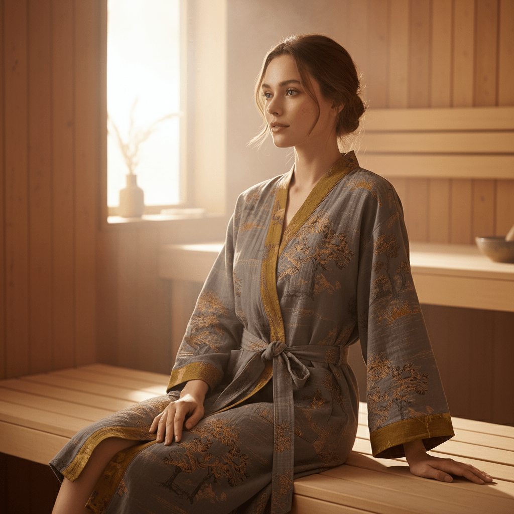 CloudSerene — Luxuriöser Baumwollbademantel mit zeitloser Eleganz