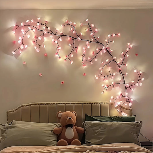 USB-betriebene pinke und blaue Kirschblüten-LED-Lichterketten (72/96/144 LED)