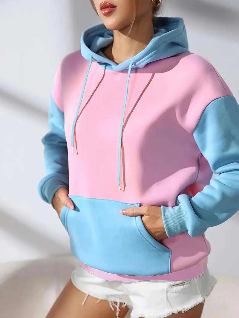 Cerise - Kapuzenpullover mit Farbblock für Damen