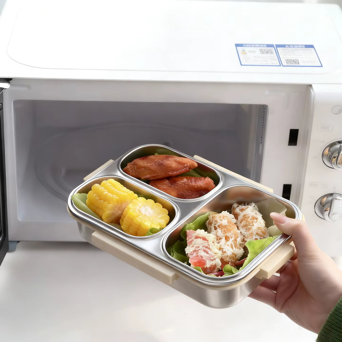 Auslaufsichere Kinder-Lunchbox aus rostfreiem 304er Edelstahl (großes Fassungsvermögen)