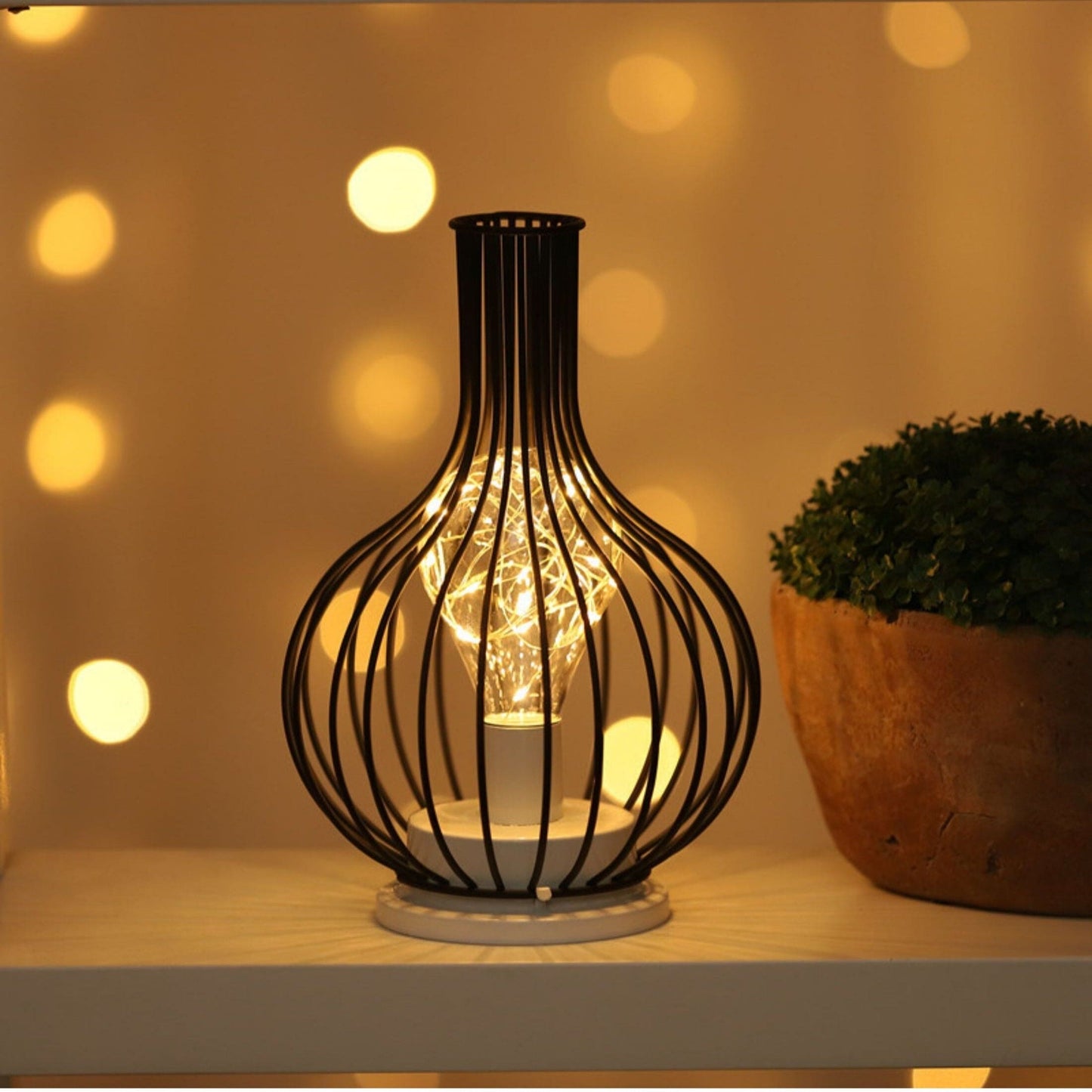 Variant image for Elegant Tafellampe med Justerbar Dimbart Belysning – Sort Metal & Tekstil, 45 cm Højde-3