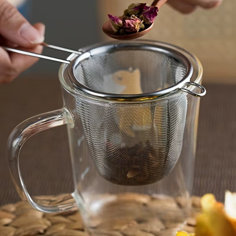 Feinmaschiger wiederverwendbarer Tee- und Kaffeeaufgussfilter (mit Griff)